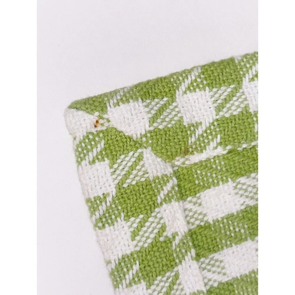 Vintage Pier 1 Green And White Houndstooth Placemats Set Of 4 Mismatched